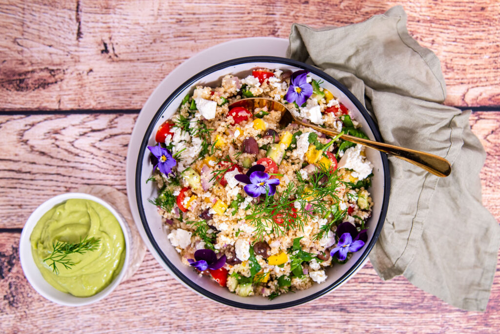 Quinoa Salad with Avocado dressing