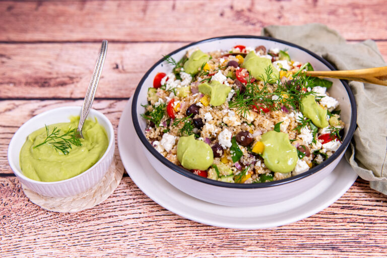 quinoa salad with avocado dressing recipe photo
